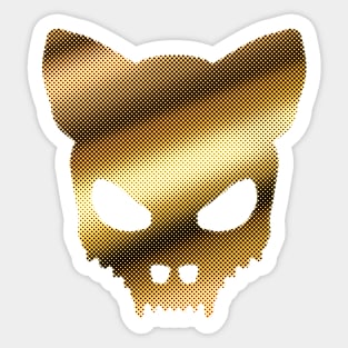 Devil Cat-Skull In Faux Gold Halftones Sticker